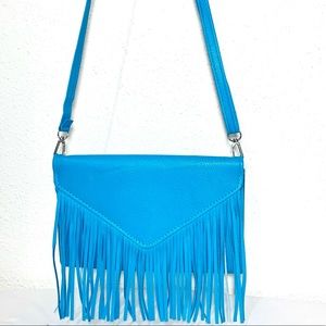 Vegan leather fringe crossbody clutch